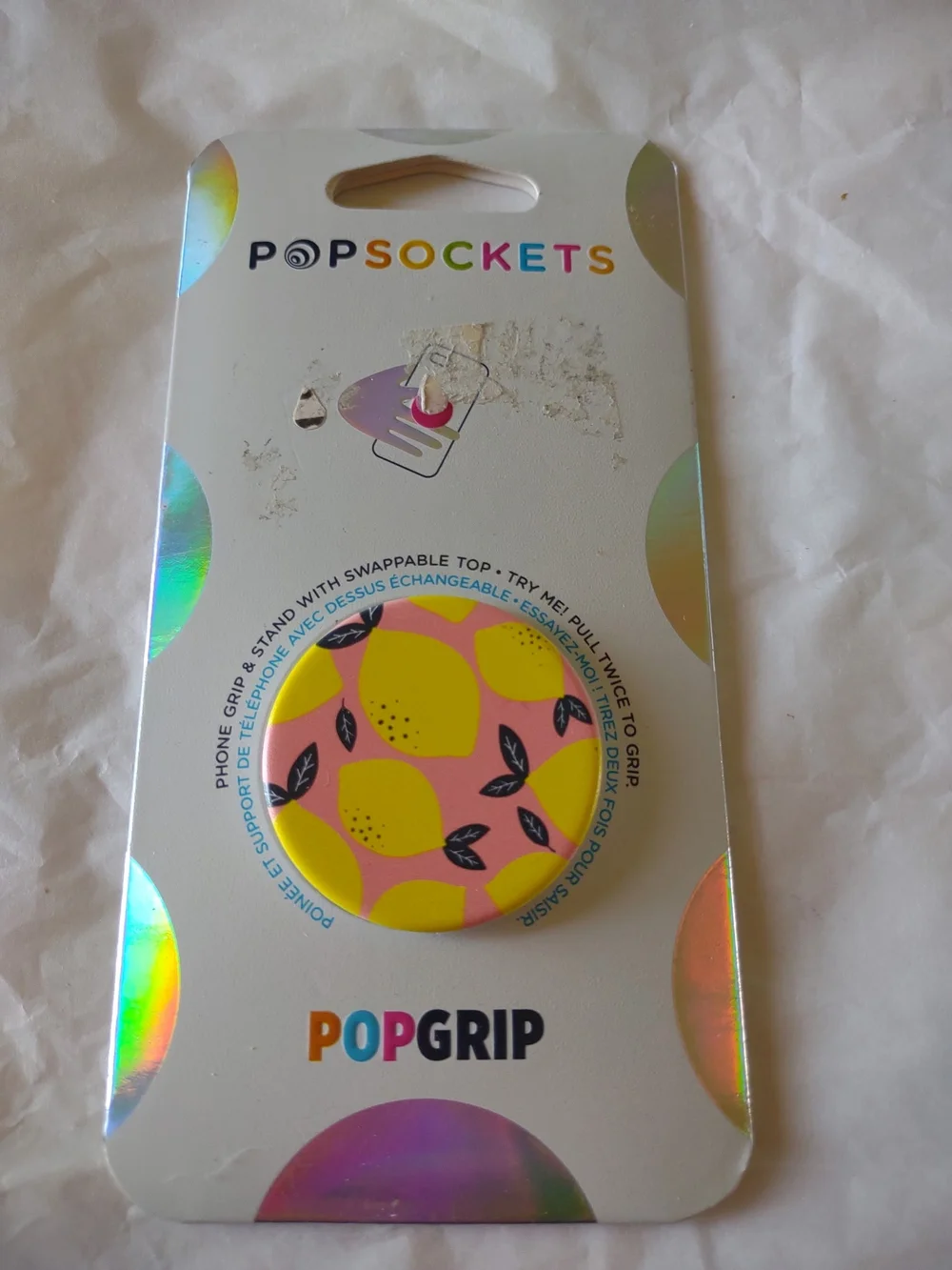PopSockets PopGrip Yellow Lemon Print Phone Grip